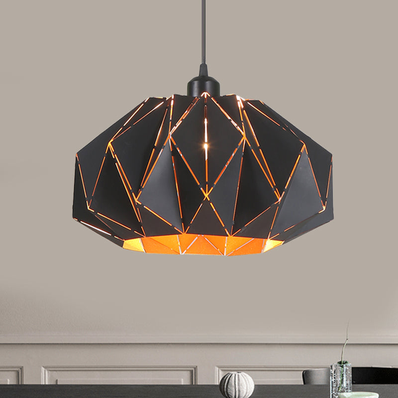 1 Head Living Room Pendant Lamp Nordic White/Black Suspension Lamp with Laser-Cut Iron Lamp Shade Black Clearhalo 'Ceiling Lights' 'Modern Pendants' 'Modern' 'Pendant Lights' 'Pendants' Lighting' 1456223