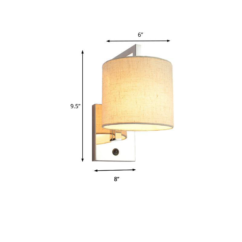 Drum Wall Light Sconce Modernism Fabric LED Sconce Light in Chrome for Living Room Clearhalo 'Modern wall lights' 'Modern' 'Wall Lamps & Sconces' 'Wall Lights' Lighting' 145623