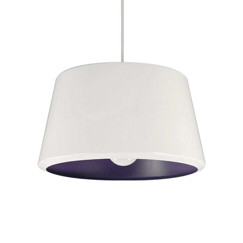 Aluminum Truncated Cone Pendant Simplicity Single 12/16 Inches Wide White and Purple Inner Pendulum Light Clearhalo 'Ceiling Lights' 'Modern Pendants' 'Modern' 'Pendant Lights' 'Pendants' Lighting' 1456230