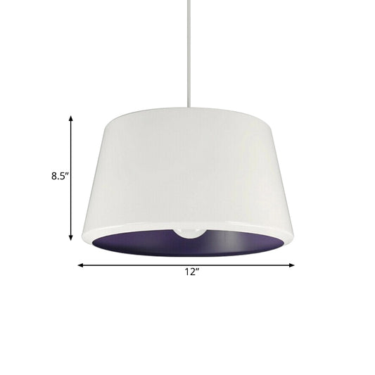 Aluminum Truncated Cone Pendant Simplicity Single 12/16 Inches Wide White and Purple Inner Pendulum Light Clearhalo 'Ceiling Lights' 'Modern Pendants' 'Modern' 'Pendant Lights' 'Pendants' Lighting' 1456231