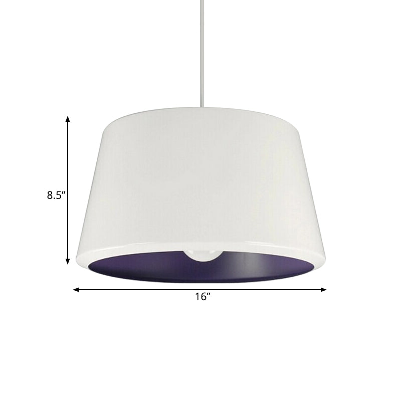 Aluminum Truncated Cone Pendant Simplicity Single 12/16 Inches Wide White and Purple Inner Pendulum Light Clearhalo 'Ceiling Lights' 'Modern Pendants' 'Modern' 'Pendant Lights' 'Pendants' Lighting' 1456232