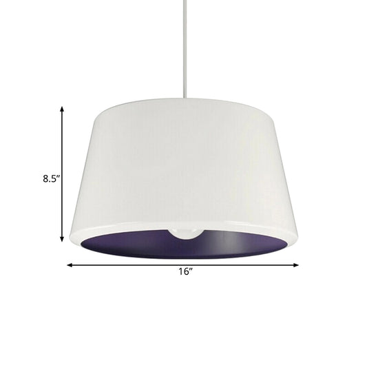 Aluminum Truncated Cone Pendant Simplicity Single 12/16 Inches Wide White and Purple Inner Pendulum Light Clearhalo 'Ceiling Lights' 'Modern Pendants' 'Modern' 'Pendant Lights' 'Pendants' Lighting' 1456232