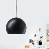 Simple Hemispherical Small Pendant Light Metal Single Bulb Bedroom Hanging Lamp in Black Black Clearhalo 'Ceiling Lights' 'Modern Pendants' 'Modern' 'Pendant Lights' 'Pendants' Lighting' 1456233