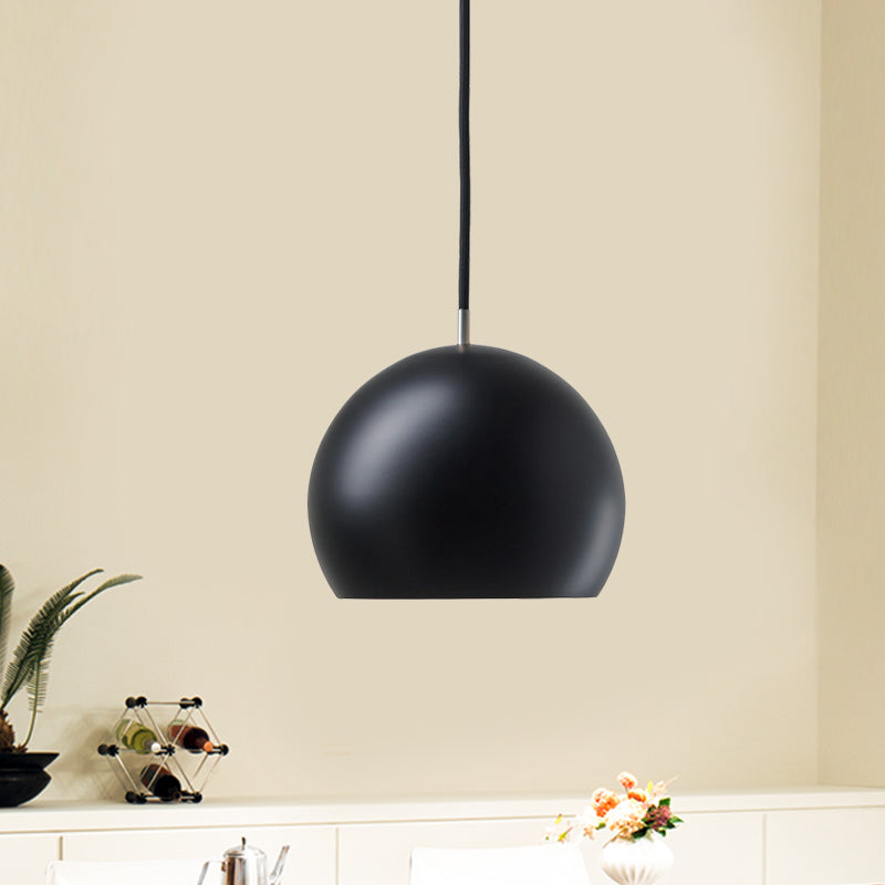 Simple Hemispherical Small Pendant Light Metal Single Bulb Bedroom Hanging Lamp in Black Clearhalo 'Ceiling Lights' 'Modern Pendants' 'Modern' 'Pendant Lights' 'Pendants' Lighting' 1456234