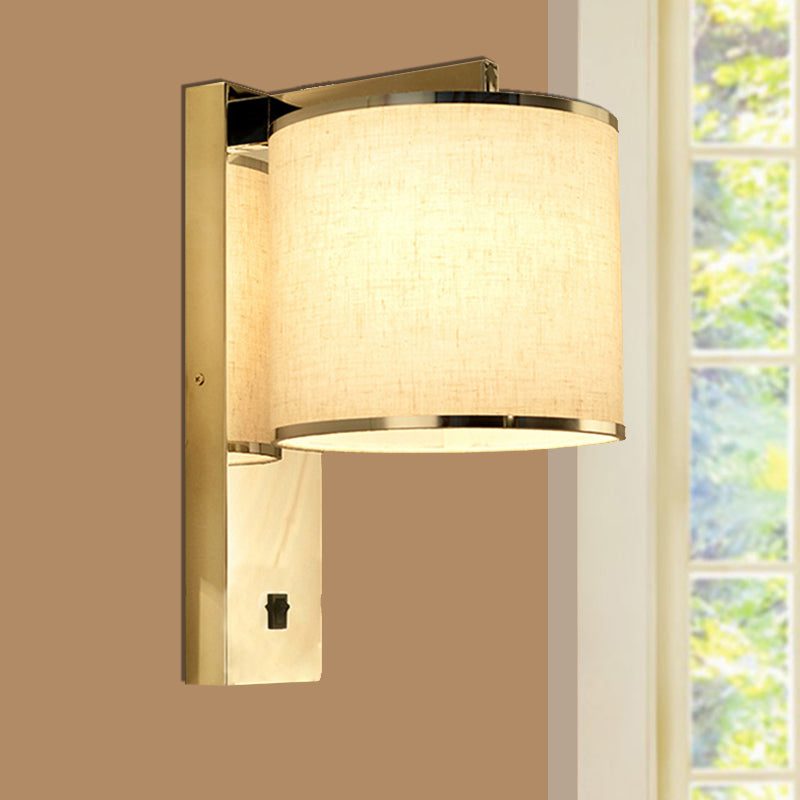 Drum Wall Light Sconce Modernism Fabric LED Sconce Light in Chrome for Living Room Chrome B Clearhalo 'Modern wall lights' 'Modern' 'Wall Lamps & Sconces' 'Wall Lights' Lighting' 145624