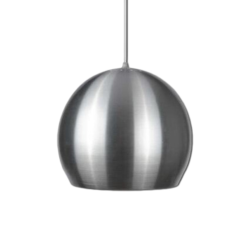 Satin Nickel Dome Hanging Light Minimalism 1 Head Aluminum Pendant Lighting Fixture with Venting Pierced Design Clearhalo 'Ceiling Lights' 'Modern Pendants' 'Modern' 'Pendant Lights' 'Pendants' Lighting' 1456241