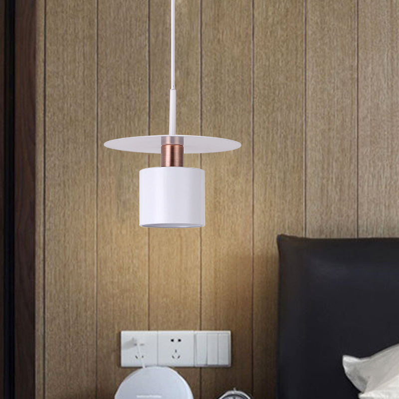 Perfume Bottle Bedside Hanging Light Metallic 1 Head 8"/14" Wide Minimalism Ceiling Suspension Lamp in White with Disk Top Clearhalo 'Ceiling Lights' 'Modern Pendants' 'Modern' 'Pendant Lights' 'Pendants' Lighting' 1456244