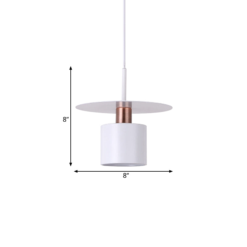 Perfume Bottle Bedside Hanging Light Metallic 1 Head 8"/14" Wide Minimalism Ceiling Suspension Lamp in White with Disk Top Clearhalo 'Ceiling Lights' 'Modern Pendants' 'Modern' 'Pendant Lights' 'Pendants' Lighting' 1456247