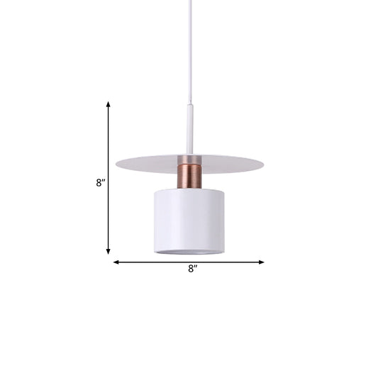 Perfume Bottle Bedside Hanging Light Metallic 1 Head 8"/14" Wide Minimalism Ceiling Suspension Lamp in White with Disk Top Clearhalo 'Ceiling Lights' 'Modern Pendants' 'Modern' 'Pendant Lights' 'Pendants' Lighting' 1456247