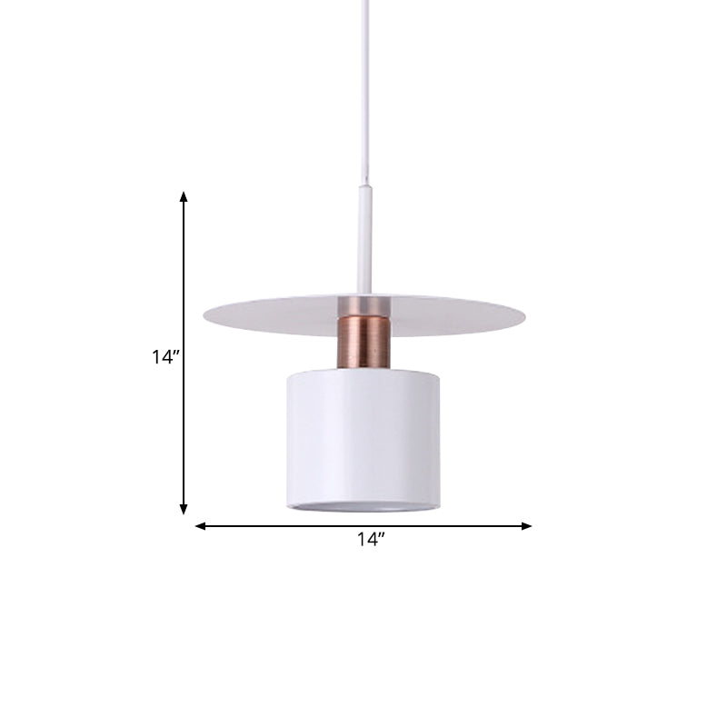 Perfume Bottle Bedside Hanging Light Metallic 1 Head 8"/14" Wide Minimalism Ceiling Suspension Lamp in White with Disk Top Clearhalo 'Ceiling Lights' 'Modern Pendants' 'Modern' 'Pendant Lights' 'Pendants' Lighting' 1456248