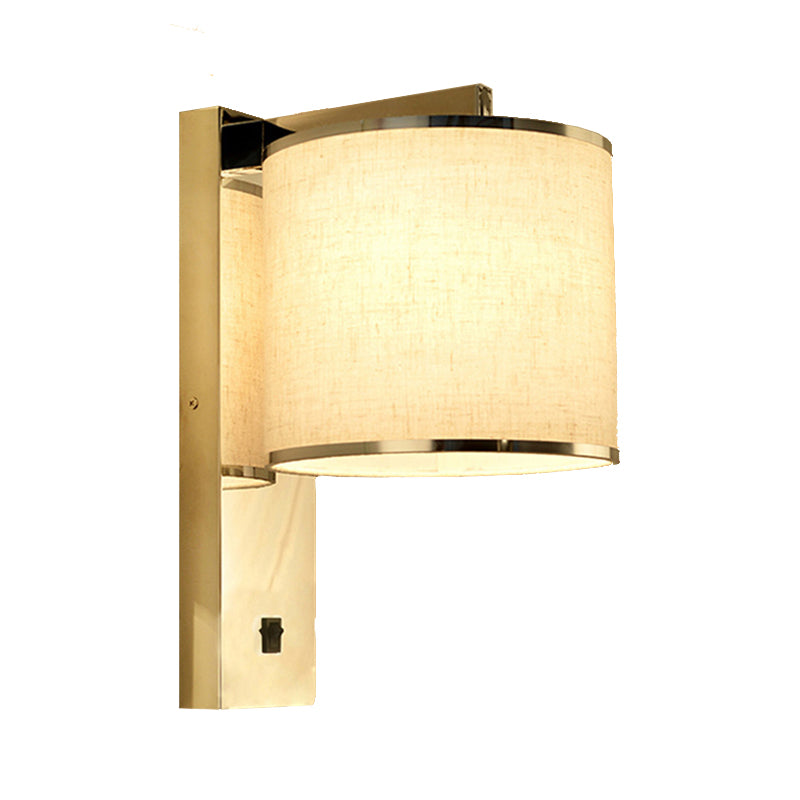 Drum Wall Light Sconce Modernism Fabric LED Sconce Light in Chrome for Living Room Clearhalo 'Modern wall lights' 'Modern' 'Wall Lamps & Sconces' 'Wall Lights' Lighting' 145625