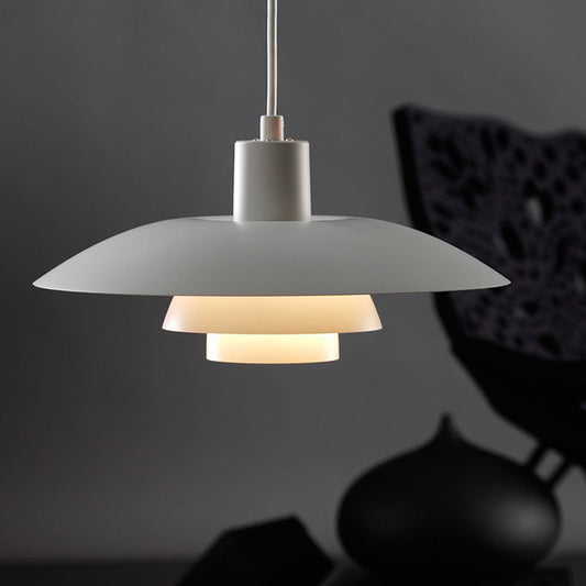 3-Layer Shade Pendant Lamp Nordic Aluminum Single White Ceiling Light for Sitting Room White Clearhalo 'Ceiling Lights' 'Modern Pendants' 'Modern' 'Pendant Lights' 'Pendants' Lighting' 1456254