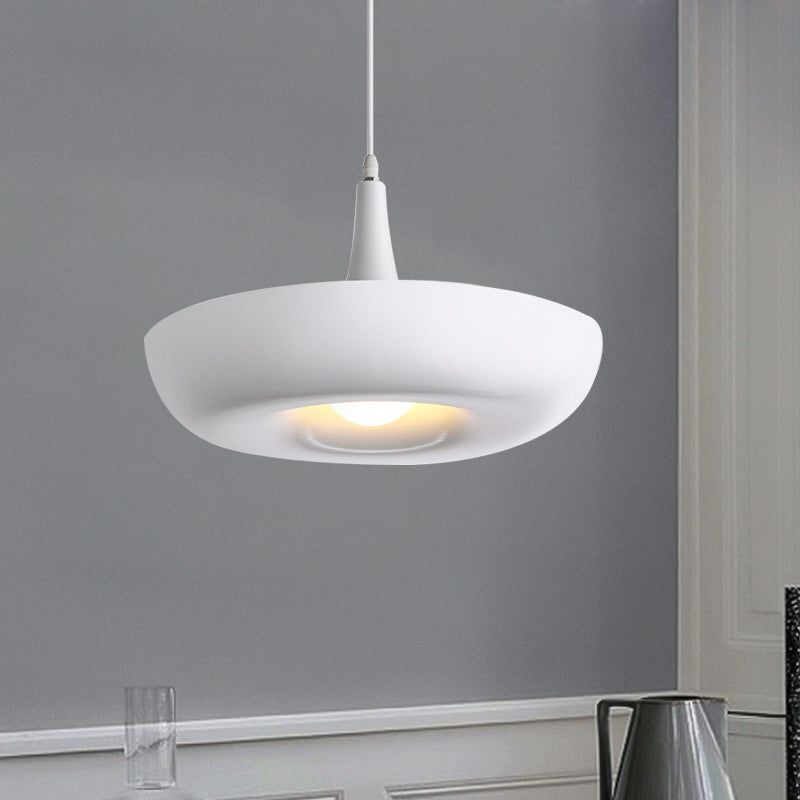 Trumpet Aluminum Hanging Lamp Nordic 1 Bulb White/Black Pendant Ceiling Light with Curled Edge White Clearhalo 'Ceiling Lights' 'Modern Pendants' 'Modern' 'Pendant Lights' 'Pendants' Lighting' 1456259