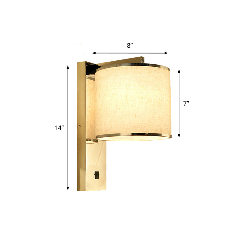 Drum Wall Light Sconce Modernism Fabric LED Sconce Light in Chrome for Living Room Clearhalo 'Modern wall lights' 'Modern' 'Wall Lamps & Sconces' 'Wall Lights' Lighting' 145626