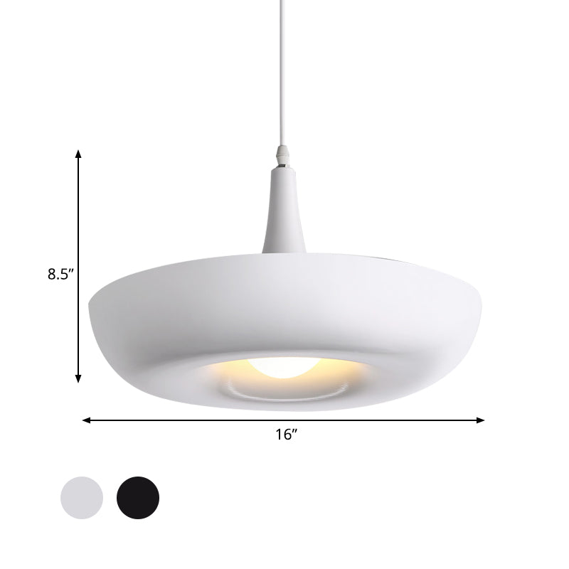 Trumpet Aluminum Hanging Lamp Nordic 1 Bulb White/Black Pendant Ceiling Light with Curled Edge Clearhalo 'Ceiling Lights' 'Modern Pendants' 'Modern' 'Pendant Lights' 'Pendants' Lighting' 1456263