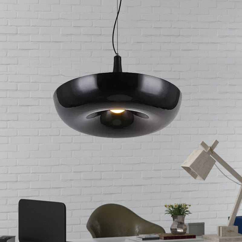 Trumpet Aluminum Hanging Lamp Nordic 1 Bulb White/Black Pendant Ceiling Light with Curled Edge Black Clearhalo 'Ceiling Lights' 'Modern Pendants' 'Modern' 'Pendant Lights' 'Pendants' Lighting' 1456264