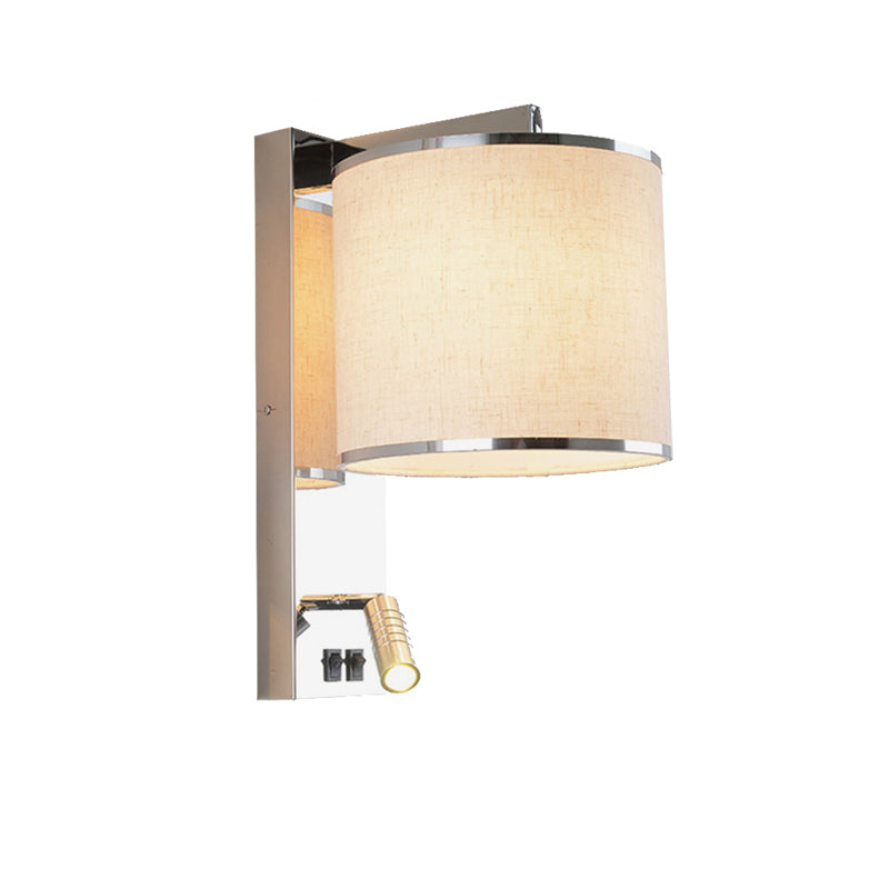 Drum Wall Light Sconce Modernism Fabric LED Sconce Light in Chrome for Living Room Clearhalo 'Modern wall lights' 'Modern' 'Wall Lamps & Sconces' 'Wall Lights' Lighting' 145628