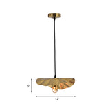 Luxury Lotus Leaf Drop Lamp 1-Bulb Metal Down Lighting Pendant in Gold for Dining Room Clearhalo 'Ceiling Lights' 'Pendant Lights' 'Pendants' Lighting' 1456310