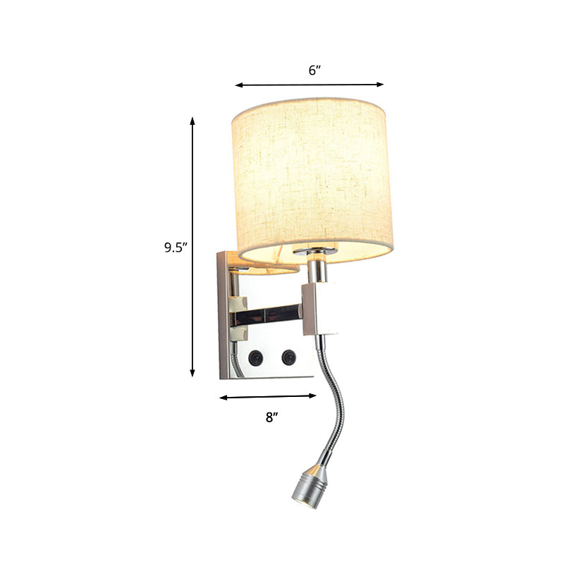 Drum Wall Light Sconce Modernism Fabric LED Sconce Light in Chrome for Living Room Clearhalo 'Modern wall lights' 'Modern' 'Wall Lamps & Sconces' 'Wall Lights' Lighting' 145632