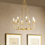 6/8 Bulbs Candle Ceiling Chandelier Colonial Gold Metal Suspension Pendant Light for Dining Room Clearhalo 'Ceiling Lights' 'Chandeliers' Lighting' options 1456327
