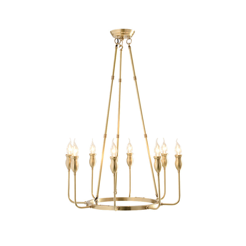 6/8 Bulbs Candle Ceiling Chandelier Colonial Gold Metal Suspension Pendant Light for Dining Room Clearhalo 'Ceiling Lights' 'Chandeliers' Lighting' options 1456329