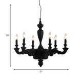 3/6-Bulb Candlestick Chandelier Light Traditional Black Resin Pendant Lighting Fixture for Living Room Clearhalo 'Ceiling Lights' 'Chandeliers' Lighting' options 1456345