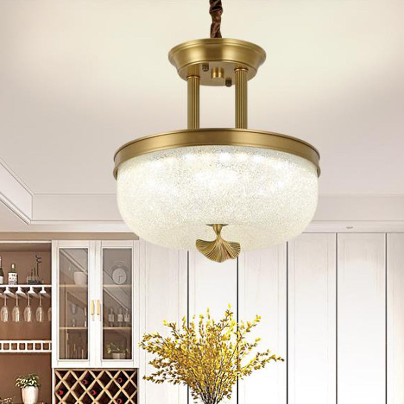 12"/16" W Gold/Black Bowl Pendant Chandelier Vintage Frosted White Glass Dining Room LED Hanging Light Clearhalo 'Ceiling Lights' 'Chandeliers' Lighting' options 1456377