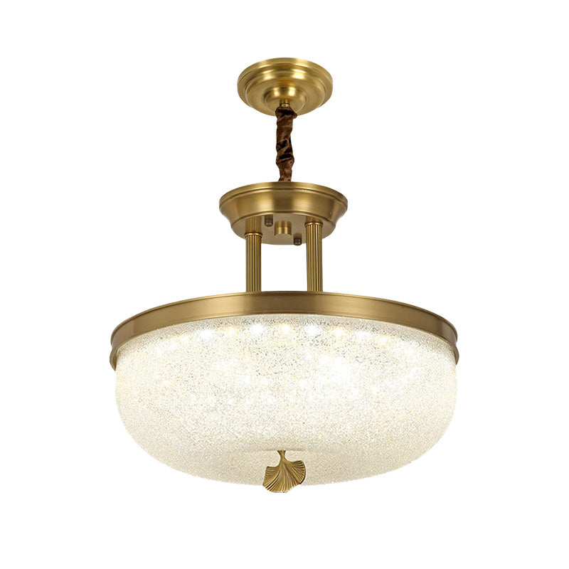 12"/16" W Gold/Black Bowl Pendant Chandelier Vintage Frosted White Glass Dining Room LED Hanging Light Clearhalo 'Ceiling Lights' 'Chandeliers' Lighting' options 1456379