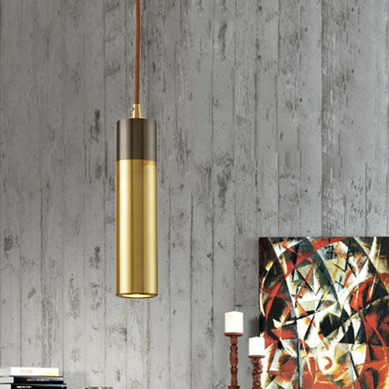 Column Beer Bar Hanging Light Kit Metal 1-Light Postmodernist Ceiling Pendant in Brass-Black Brass Clearhalo 'Ceiling Lights' 'Modern Pendants' 'Modern' 'Pendant Lights' 'Pendants' Lighting' 1456425