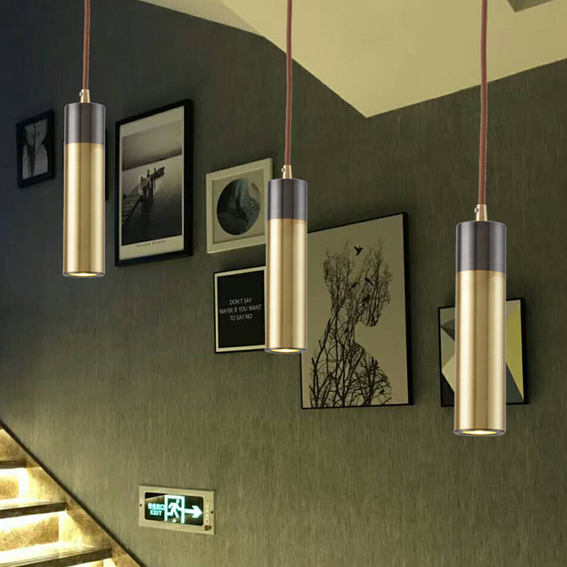 Column Beer Bar Hanging Light Kit Metal 1-Light Postmodernist Ceiling Pendant in Brass-Black Clearhalo 'Ceiling Lights' 'Modern Pendants' 'Modern' 'Pendant Lights' 'Pendants' Lighting' 1456426