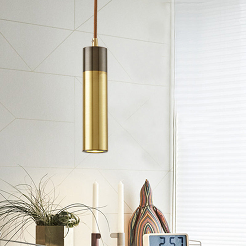 Column Beer Bar Hanging Light Kit Metal 1-Light Postmodernist Ceiling Pendant in Brass-Black Clearhalo 'Ceiling Lights' 'Modern Pendants' 'Modern' 'Pendant Lights' 'Pendants' Lighting' 1456427