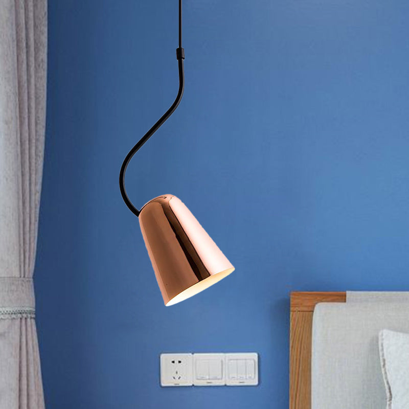 Copper Tapered Ceiling Light Minimalism 1 Head Iron Hanging Pendant with Curving Top Clearhalo 'Ceiling Lights' 'Modern Pendants' 'Modern' 'Pendant Lights' 'Pendants' Lighting' 1456431