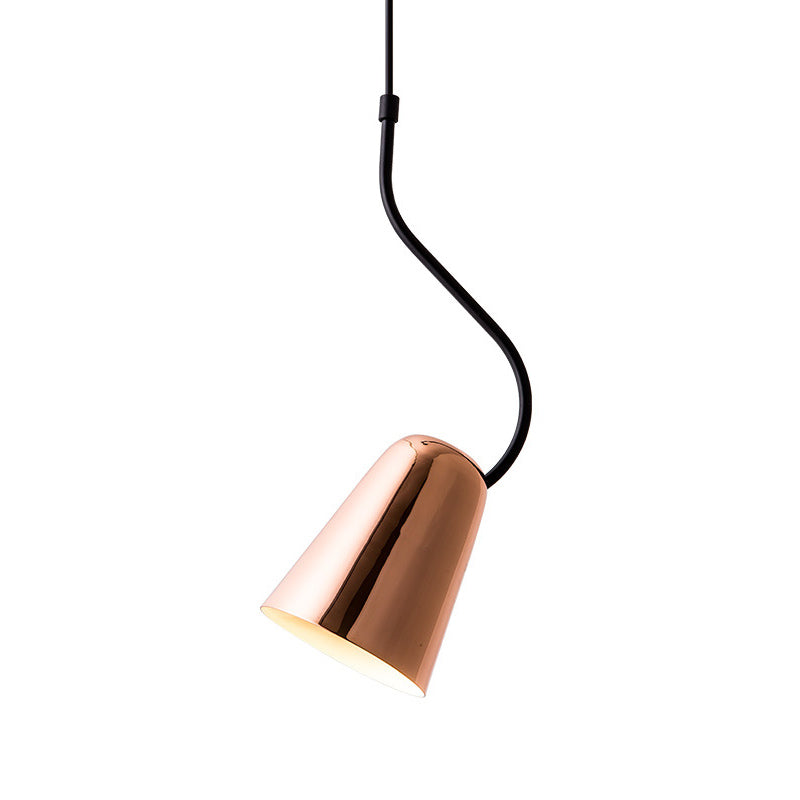 Copper Tapered Ceiling Light Minimalism 1 Head Iron Hanging Pendant with Curving Top Clearhalo 'Ceiling Lights' 'Modern Pendants' 'Modern' 'Pendant Lights' 'Pendants' Lighting' 1456433