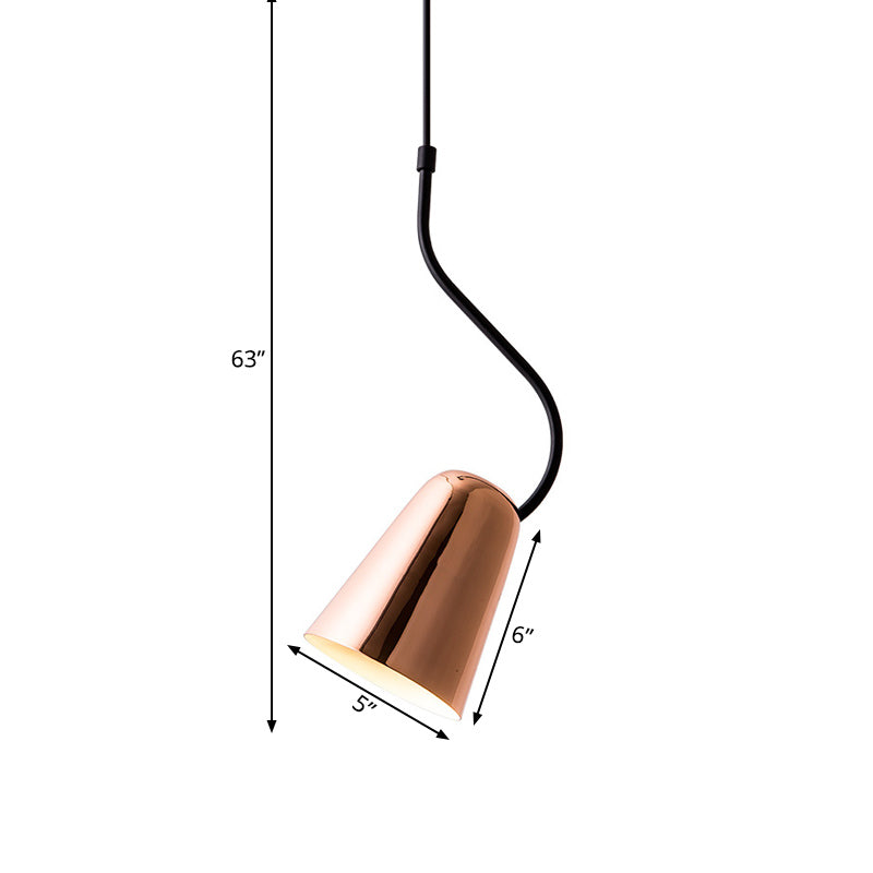 Copper Tapered Ceiling Light Minimalism 1 Head Iron Hanging Pendant with Curving Top Clearhalo 'Ceiling Lights' 'Modern Pendants' 'Modern' 'Pendant Lights' 'Pendants' Lighting' 1456434