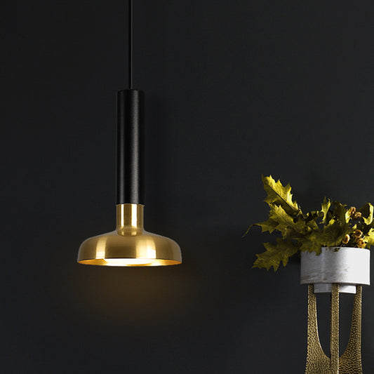 Mid Century Torch Metal Pendant Lighting LED Ceiling Suspension Lamp in Black-Gold over Kitchen Dinette Black-Gold Clearhalo 'Ceiling Lights' 'Modern Pendants' 'Modern' 'Pendant Lights' 'Pendants' Lighting' 1456440