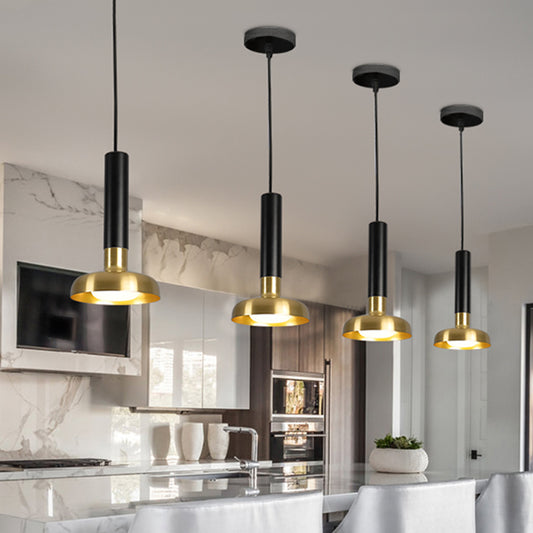 Mid Century Torch Metal Pendant Lighting LED Ceiling Suspension Lamp in Black-Gold over Kitchen Dinette Clearhalo 'Ceiling Lights' 'Modern Pendants' 'Modern' 'Pendant Lights' 'Pendants' Lighting' 1456442