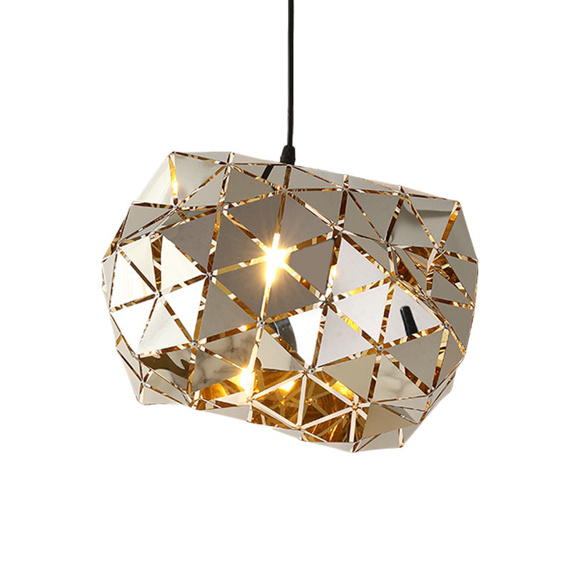 Stainless Steel Laser Cut Panel Pendant Modern Novelty 1-Light Silver Hanging Light Fixture, 10"/14" Width Clearhalo 'Ceiling Lights' 'Modern Pendants' 'Modern' 'Pendant Lights' 'Pendants' Lighting' 1456456