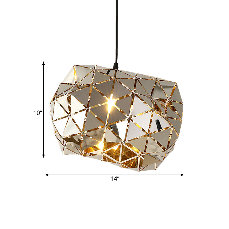 Stainless Steel Laser Cut Panel Pendant Modern Novelty 1-Light Silver Hanging Light Fixture, 10"/14" Width Clearhalo 'Ceiling Lights' 'Modern Pendants' 'Modern' 'Pendant Lights' 'Pendants' Lighting' 1456458