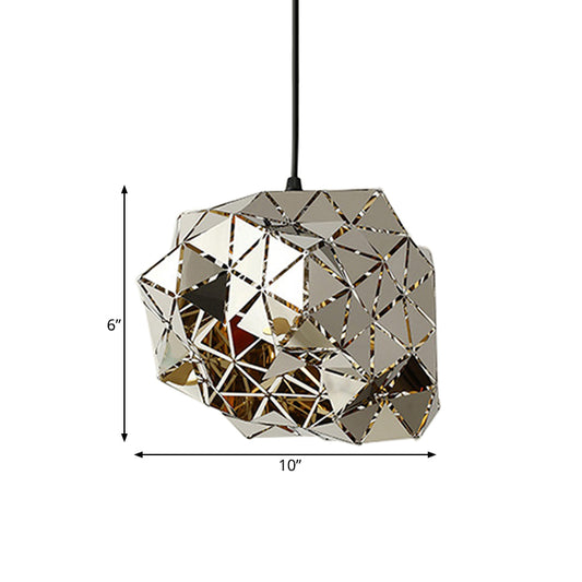 Stainless Steel Laser Cut Panel Pendant Modern Novelty 1-Light Silver Hanging Light Fixture, 10"/14" Width Clearhalo 'Ceiling Lights' 'Modern Pendants' 'Modern' 'Pendant Lights' 'Pendants' Lighting' 1456463