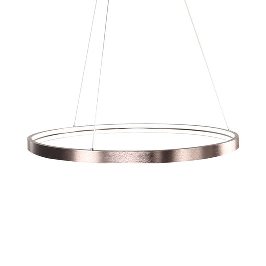 Circle Aluminum Chandelier Light Simplicity Polished Brown 16"/23.5" Wide LED Pendant Lighting in Warm/White/Natural Light Clearhalo 'Ceiling Lights' 'Chandeliers' 'Modern Chandeliers' 'Modern' Lighting' 1456467
