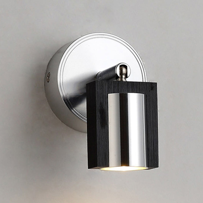 1 Light Bedroom Wall Sconce with Cylinder Metal Shade Black Wall Mount Light in Warm/White Lighting Clearhalo 'Cast Iron' 'Glass' 'Industrial' 'Modern wall lights' 'Modern' 'Tiffany' 'Traditional wall lights' 'Wall Lamps & Sconces' 'Wall Lights' Lighting' 145648