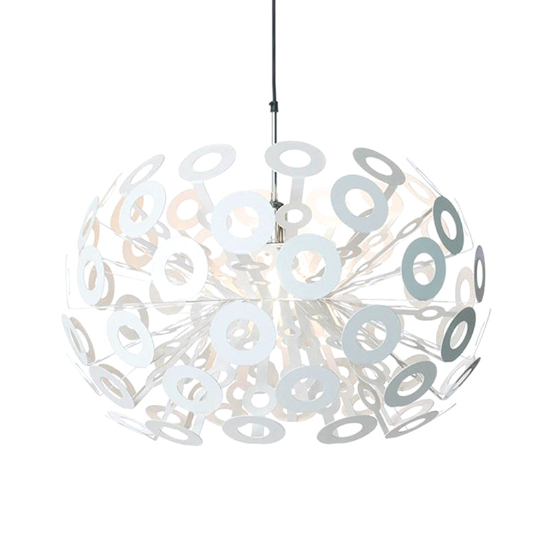 Modern Stylish Burst Aluminum Pendant 1 Bulb Hanging Ceiling Light in White with Peacock Feather Element, 18"/21.5" Width Clearhalo 'Ceiling Lights' 'Modern Pendants' 'Modern' 'Pendant Lights' 'Pendants' Lighting' 1456496