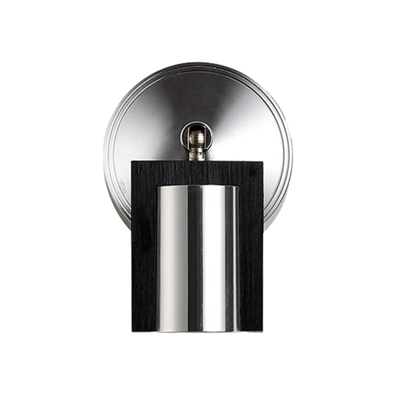 1 Light Bedroom Wall Sconce with Cylinder Metal Shade Black Wall Mount Light in Warm/White Lighting Clearhalo 'Cast Iron' 'Glass' 'Industrial' 'Modern wall lights' 'Modern' 'Tiffany' 'Traditional wall lights' 'Wall Lamps & Sconces' 'Wall Lights' Lighting' 145650