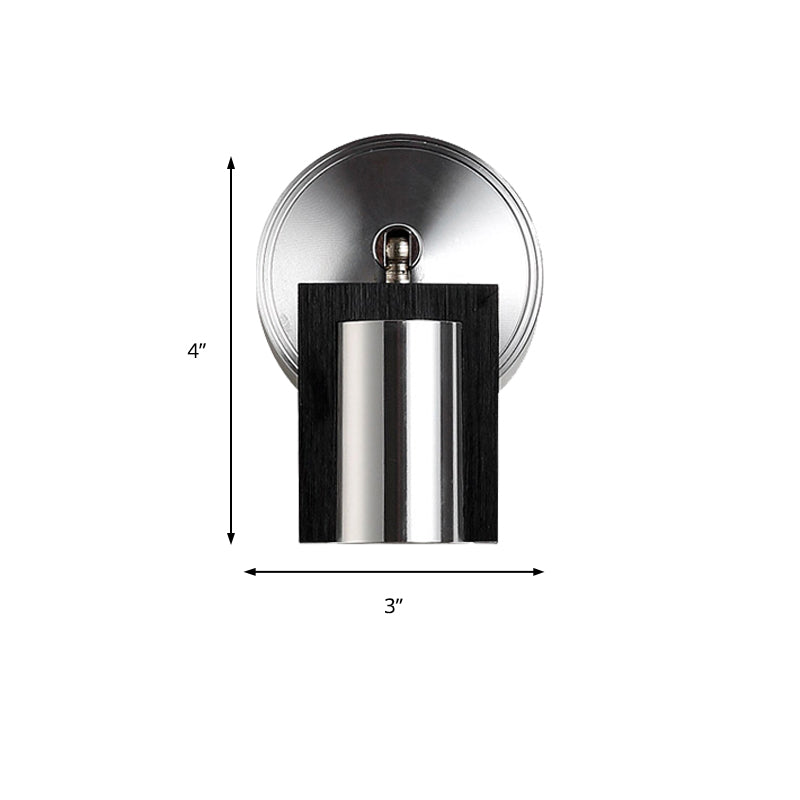 1 Light Bedroom Wall Sconce with Cylinder Metal Shade Black Wall Mount Light in Warm/White Lighting Clearhalo 'Cast Iron' 'Glass' 'Industrial' 'Modern wall lights' 'Modern' 'Tiffany' 'Traditional wall lights' 'Wall Lamps & Sconces' 'Wall Lights' Lighting' 145651
