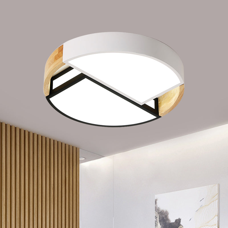 Nordic Spliced Round Acrylic Flushmount LED Ceiling Mount Light Fixture in White-Black for Bedroom, 16"/19.5" Wide Clearhalo 'Ceiling Lights' 'Close To Ceiling Lights' 'Close to ceiling' 'Flush mount' Lighting' 1456538