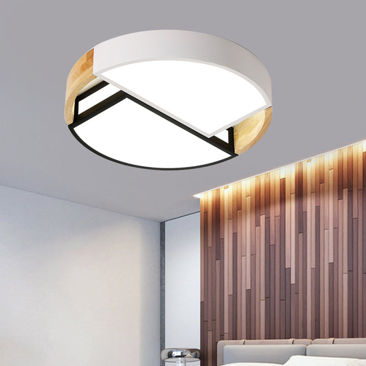 Nordic Spliced Round Acrylic Flushmount LED Ceiling Mount Light Fixture in White-Black for Bedroom, 16"/19.5" Wide Clearhalo 'Ceiling Lights' 'Close To Ceiling Lights' 'Close to ceiling' 'Flush mount' Lighting' 1456539