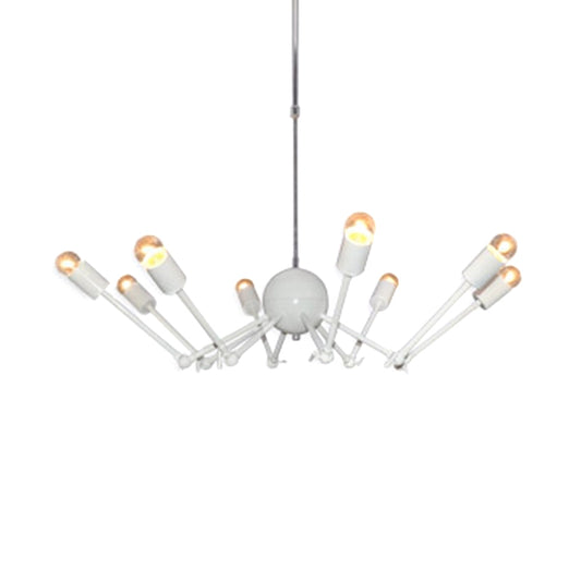 White Extendable Spider Chandelier Modernist 8-Bulb Iron Pendant Light with Open Bulb Design Clearhalo 'Ceiling Lights' 'Chandeliers' 'Modern Chandeliers' 'Modern' Lighting' 1456609