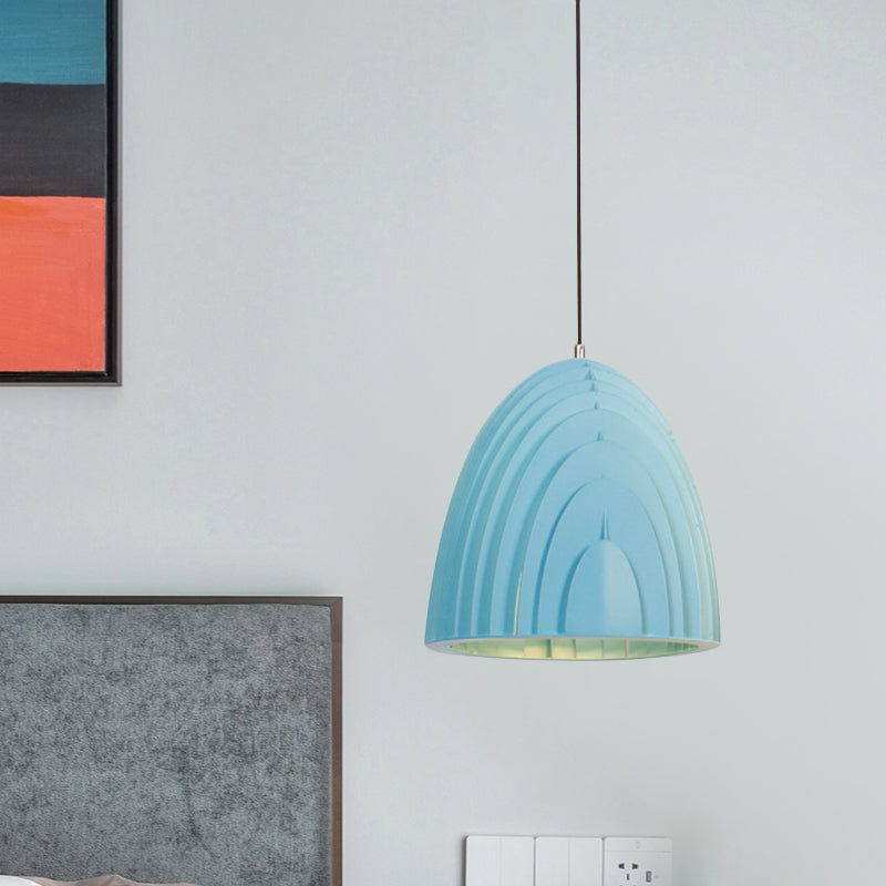 Wood Grain Designed Dome Suspension Lamp Simple Creative Single White/Yellow/Blue Pendant Light Kit Clearhalo 'Ceiling Lights' 'Modern Pendants' 'Modern' 'Pendant Lights' 'Pendants' Lighting' 1456649