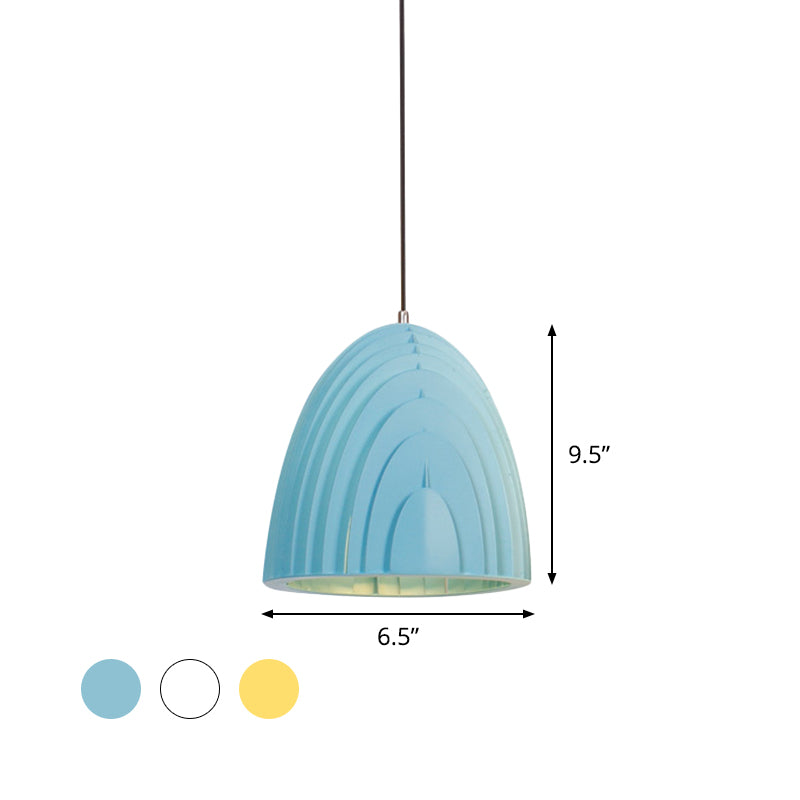 Wood Grain Designed Dome Suspension Lamp Simple Creative Single White/Yellow/Blue Pendant Light Kit Clearhalo 'Ceiling Lights' 'Modern Pendants' 'Modern' 'Pendant Lights' 'Pendants' Lighting' 1456652