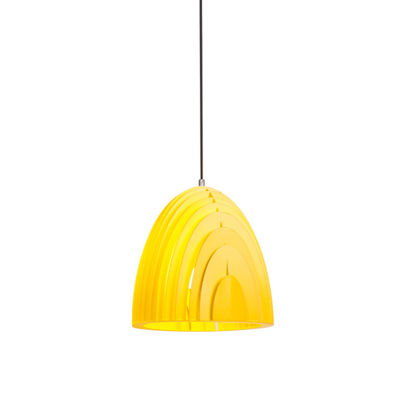 Wood Grain Designed Dome Suspension Lamp Simple Creative Single White/Yellow/Blue Pendant Light Kit Clearhalo 'Ceiling Lights' 'Modern Pendants' 'Modern' 'Pendant Lights' 'Pendants' Lighting' 1456659